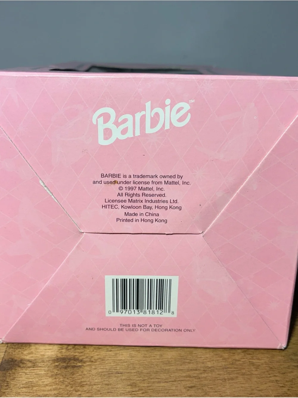 Barbie 1998 Holiday Barbie 4in Decoupage Christmas Ornament w/ Wooden Stand